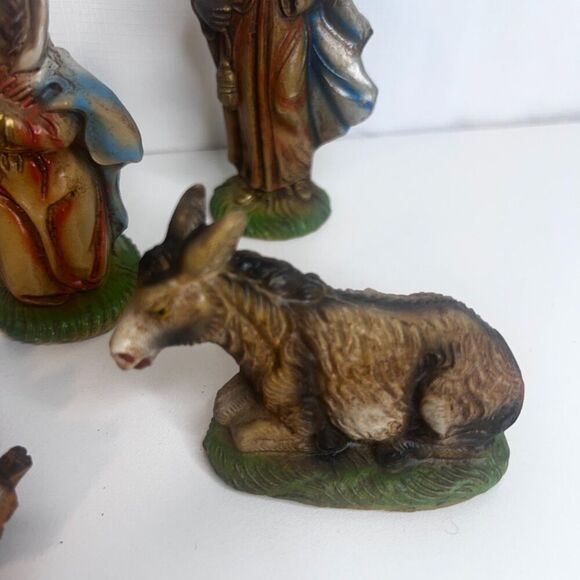 Vintage Hand Painted Italian Nativity Scene Creche Composite Christmas Holiday - Picture 4 of 9